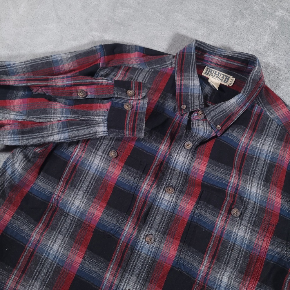 Duluth Trading Co Shirt Mens XL Tall Red Plaid Free Swingin Flannel Slim Fit